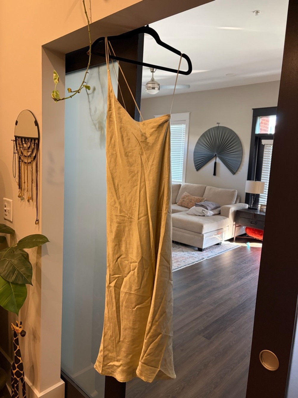 Anthropologie Asymmetrical Midi Dress in Light Sage